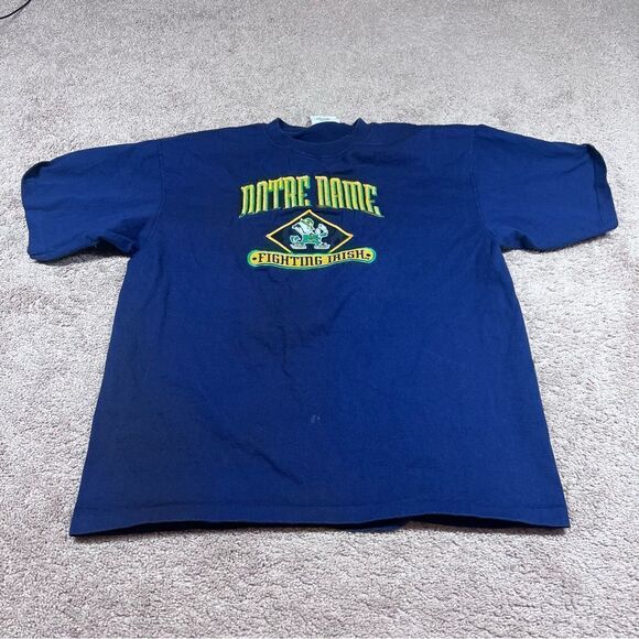 Notre Dame Fighting Irish Logo Athletic Made In USA Blue Vintage T-Shirt Size L - Picture 1 of 9